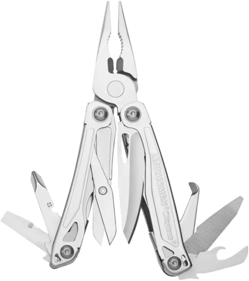 LEATHERMAN, Multiherramienta Wingman con Alicates y Tijeras de acción de resorte, Acero inoxidable