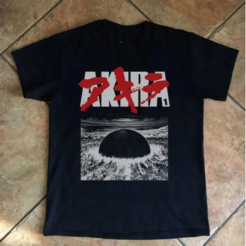 Vintage shirt Akira 1989 anime film tshirt dames en heren zwart T-shirt katoen