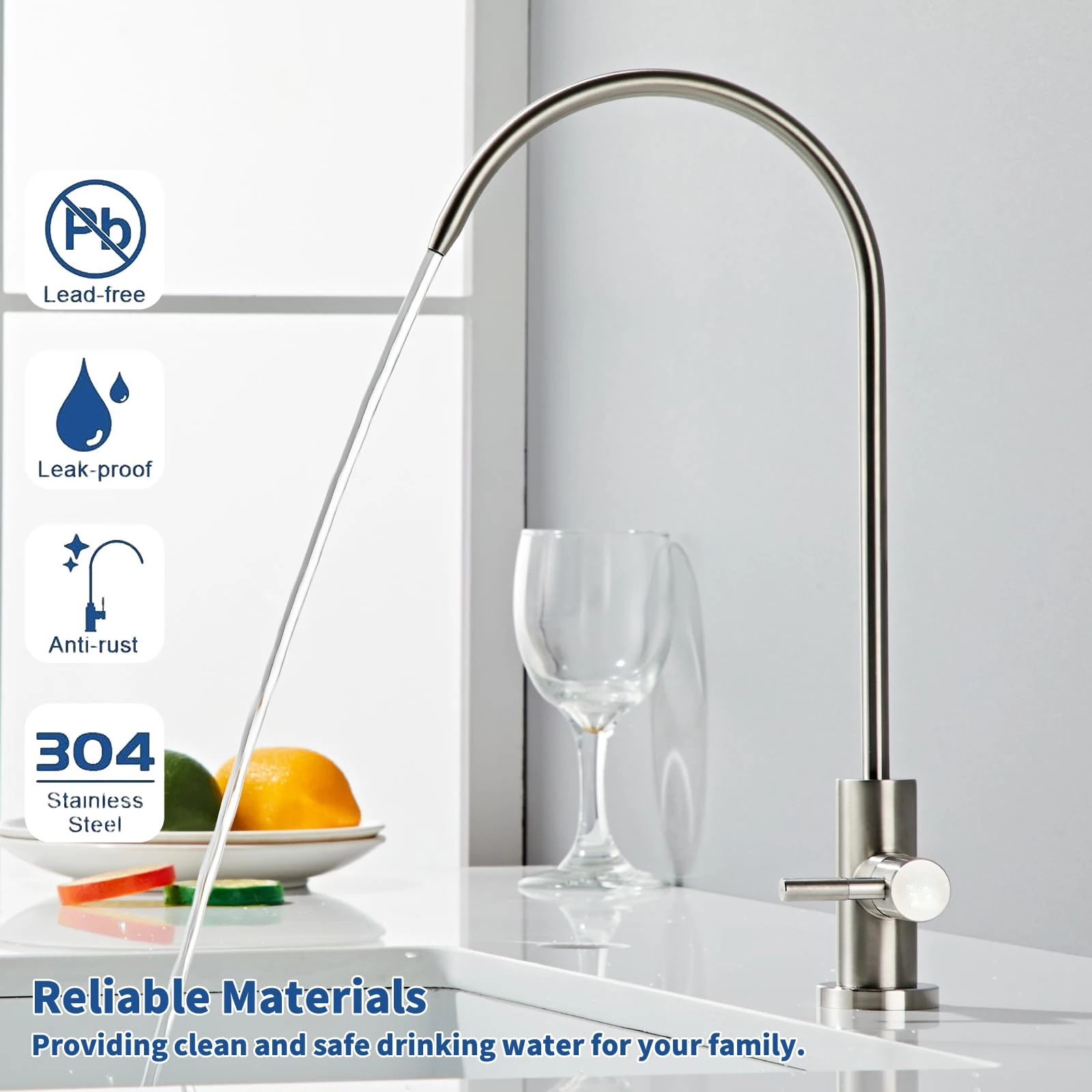 

Смеситель с фильтром для воды, бессвинцовый кран для питьевой воды, подходит для большинства устройств Ro или системы безвоздушной фильтрации воды, подходит для кухни, гостиницы, автофургона, крана для питьевой воды 304 из нержавеющей стали