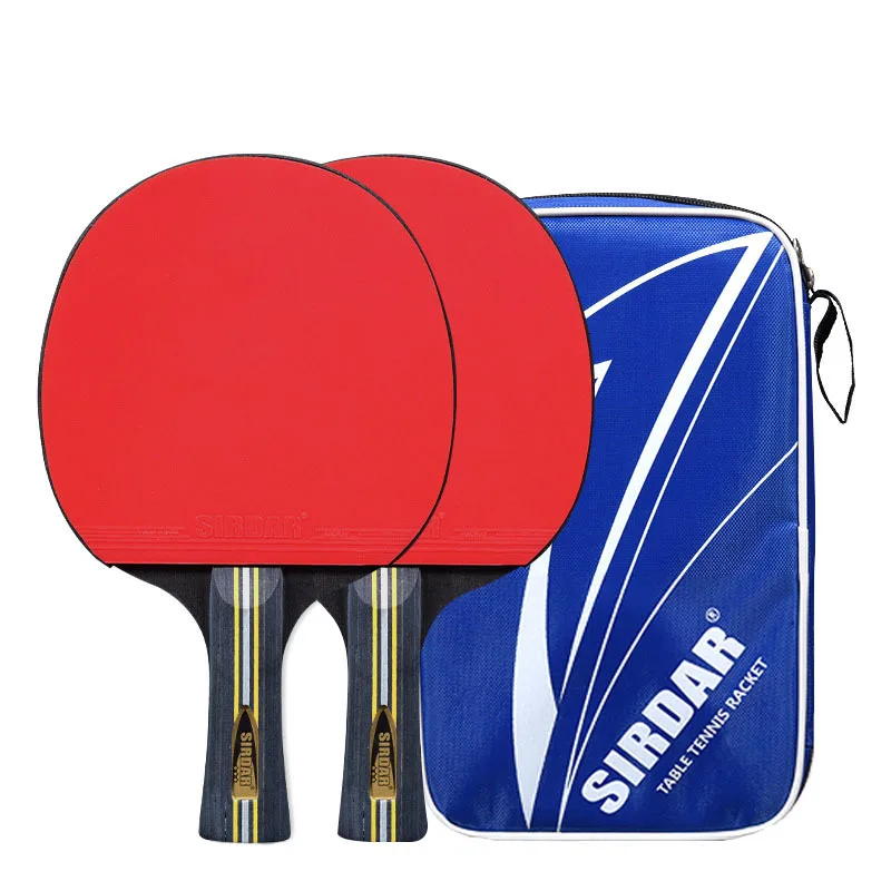 Carbon Fiber Blade Table Tennis Racket Double Face Pimples Ping Pong Paddle Racket Set