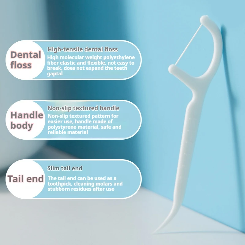 50/100/200/400/500 pcs High Tensile Strength Dental Floss Picks - Portable Oral Care Tools for Teeth Gaps Cleaning