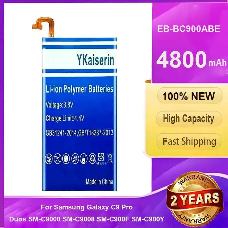 

YKaiserin 4800mAh Replacement Battery EB-BC900ABE for Samsung Galaxy C9Pro C9 Pro Duos SM-C9000 SM-C9008 SM-C900F SM-C900Y