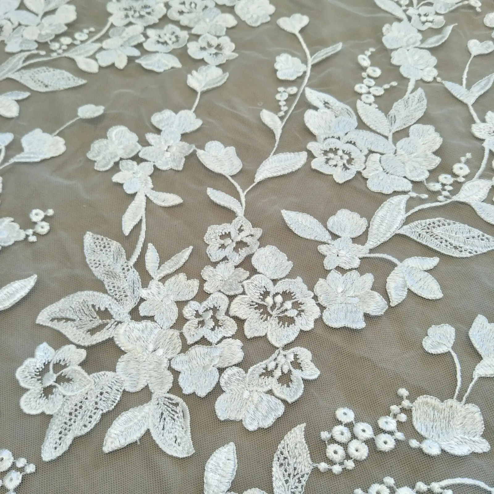 thick material bridal lace fabric 130cm width wedding gown dress lace fabric sell by yard