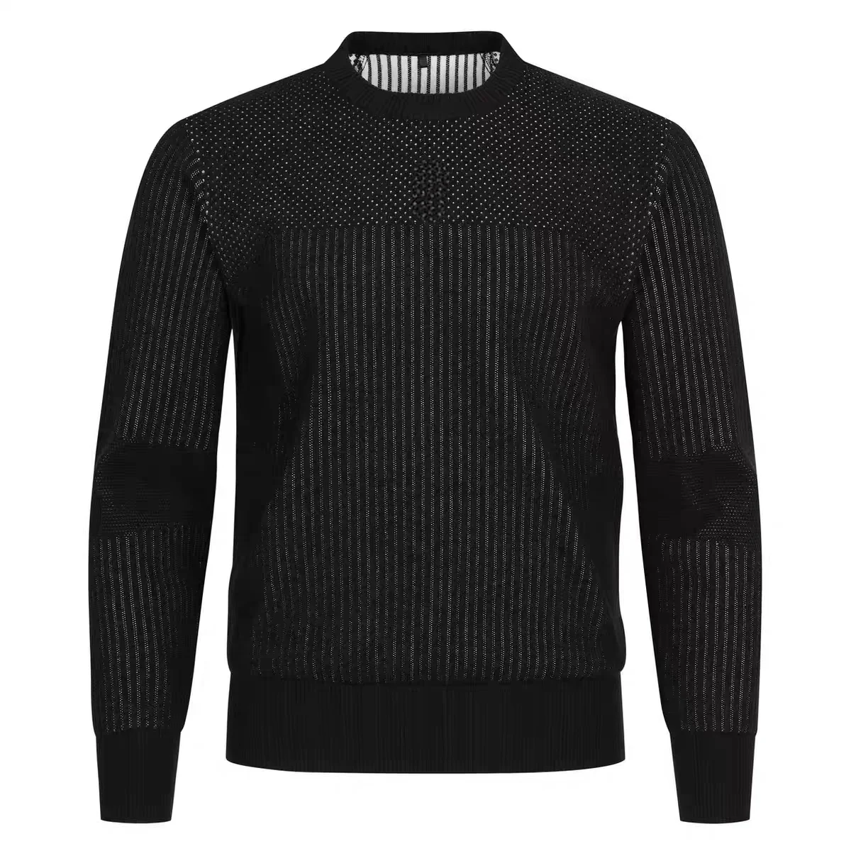 Clearance Sale-Men's Round Neck Long Sleeve Knitted Golf Top Casual Sports Golf Athletic Shirt