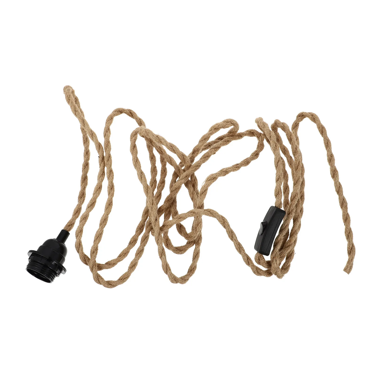 

1Set Rope Covered Electrical Wire DIY Hanging Light Plug Cord Retro Lamp Fixture for Chic Home Decor Lighting Supply
