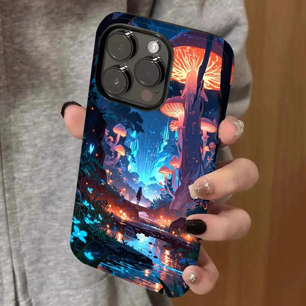 

fantasy mushroom Phone Case Double-layered 2-in-1 Film Case For IPhone 16 15 Promax 14 13 Pro 12 11 plus Samsung S Covers