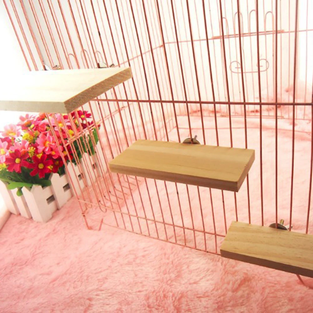 Wood Stand Platform Pet Bird Toys Gerbils Mice Parrot Rack Hamster Perches Paw Grinding Clean Cage Accessories