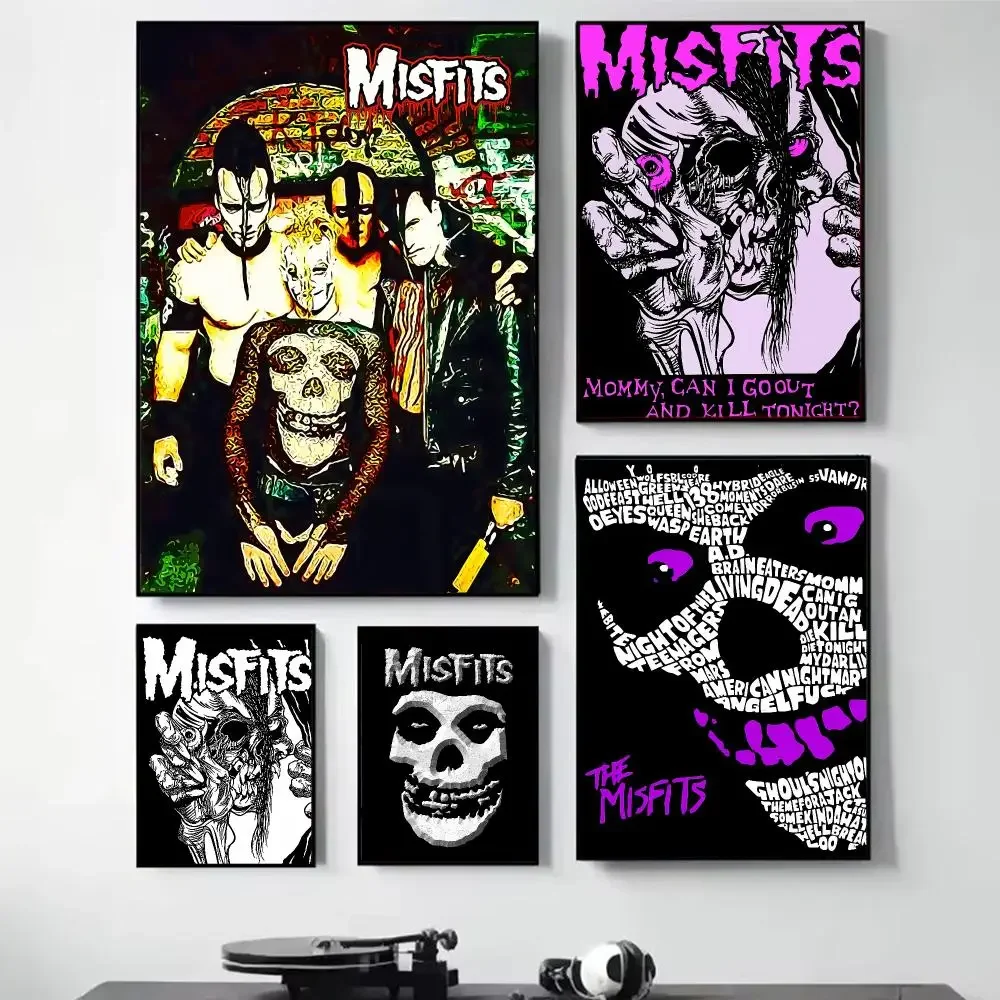 M-Misfits Hot Horror Punk Rock Painting Calligraphy Self Adhesive Wall Art Waterproof Print For Bedroom Hallway Home Decor