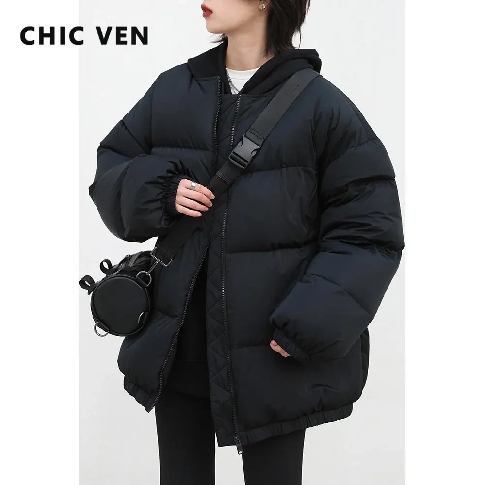 

CHIC VEN Women Bread Down Jacket 90 White Duck Down Solid Thick Warm Women's Coat Female Outerwear Short Parka Autumn Winter