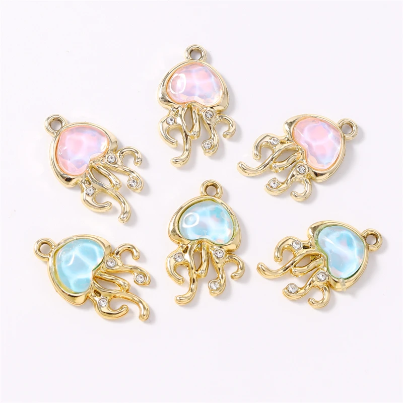 10 Stück, 15 x 25 mm, zarte Kristallanhänger in Form von Meereslebewesen und Quallen, zum Basteln von Schmuck, Halsketten, Ohrringen und für DIY-Bastelarbeiten. – Detail 4