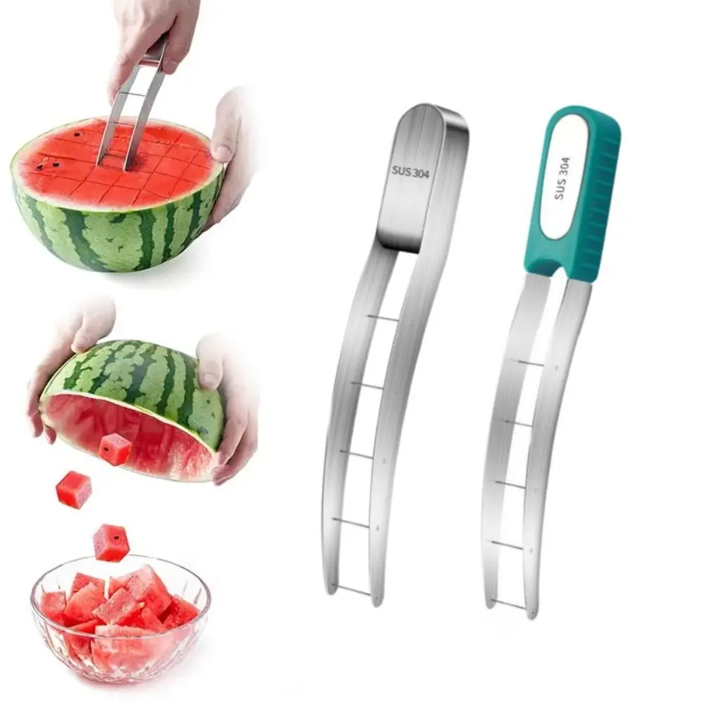 Stainless Steel Watermelon Cutter Slicer Non Rusting Reusable Watermelon Cube Cutter Kitchen Gadget Fruit Cutting Tool Kitchen