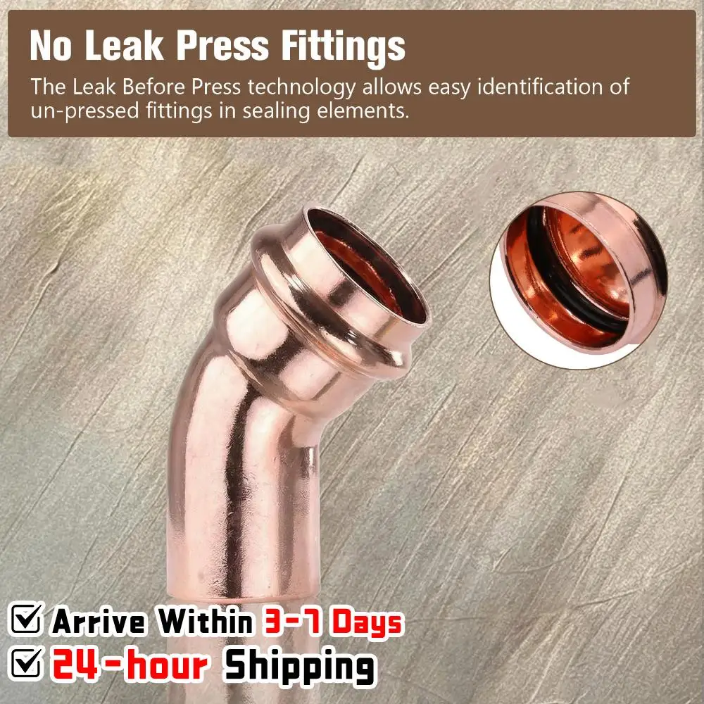 

Copper Pipes Welding Connector Leakproof Copper Solderless Fittings Multi-Purpose Home Plumbing Accessories