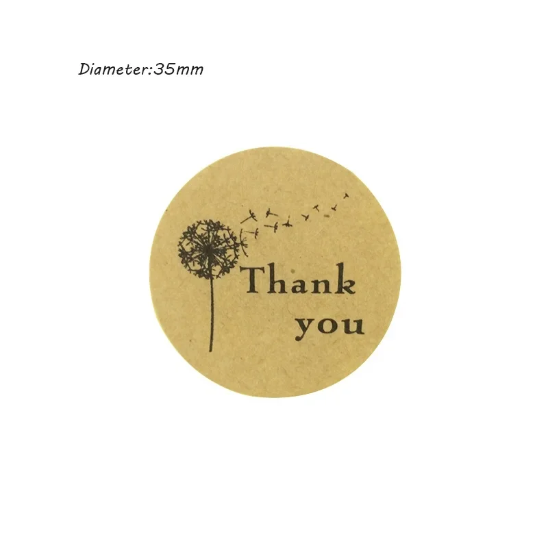 100 Pcs/lot Thank you Dandelion Classical Kraft Label Sticker DIY For Gift Cake Baking Sealing Scrapbooking Labels