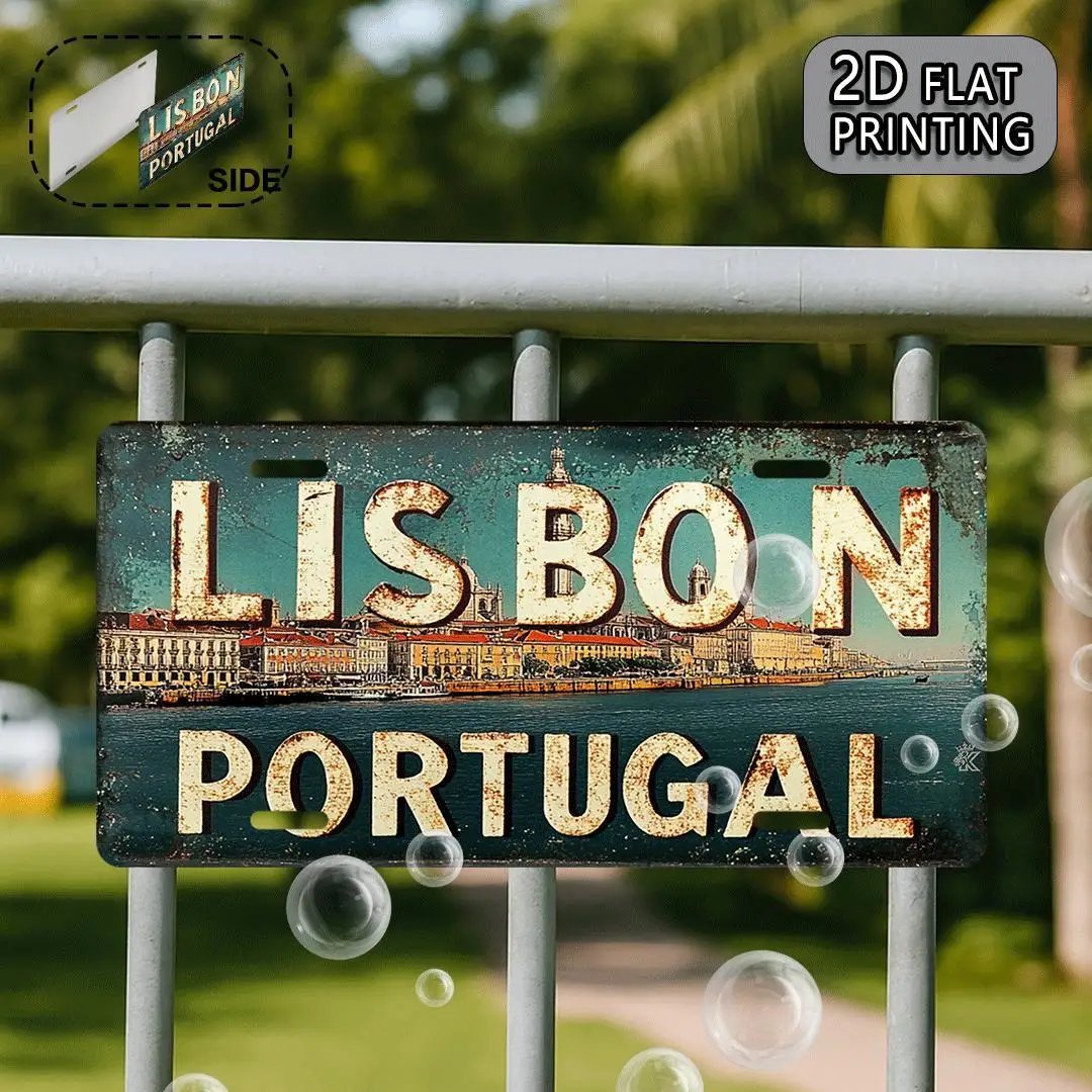 الطباعة، لشبونة البرتغال خمر لوحة ترخيص علامة الألومنيوم المعدنية، علامة الزخرفية ولوحة (11.9X6 بوصة)، السفر Souveni #5