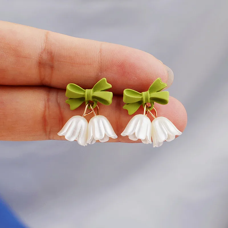 Aestheticism Literature Eardrop Small Pure Fresh Sweet Girl Lily of the Valley Flower Earring Students Elegant Gentle Earrings