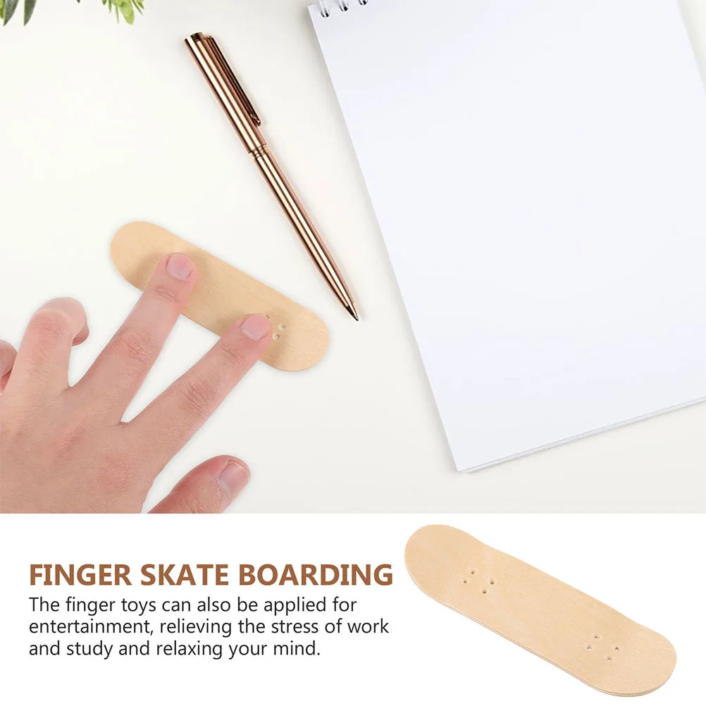 

2Pcs Wooden Fingerboard Deck Replacement for Mini Skateboard DIY Assembly Pre-Drilled Holes Lightweight Not Easy to Break Gift