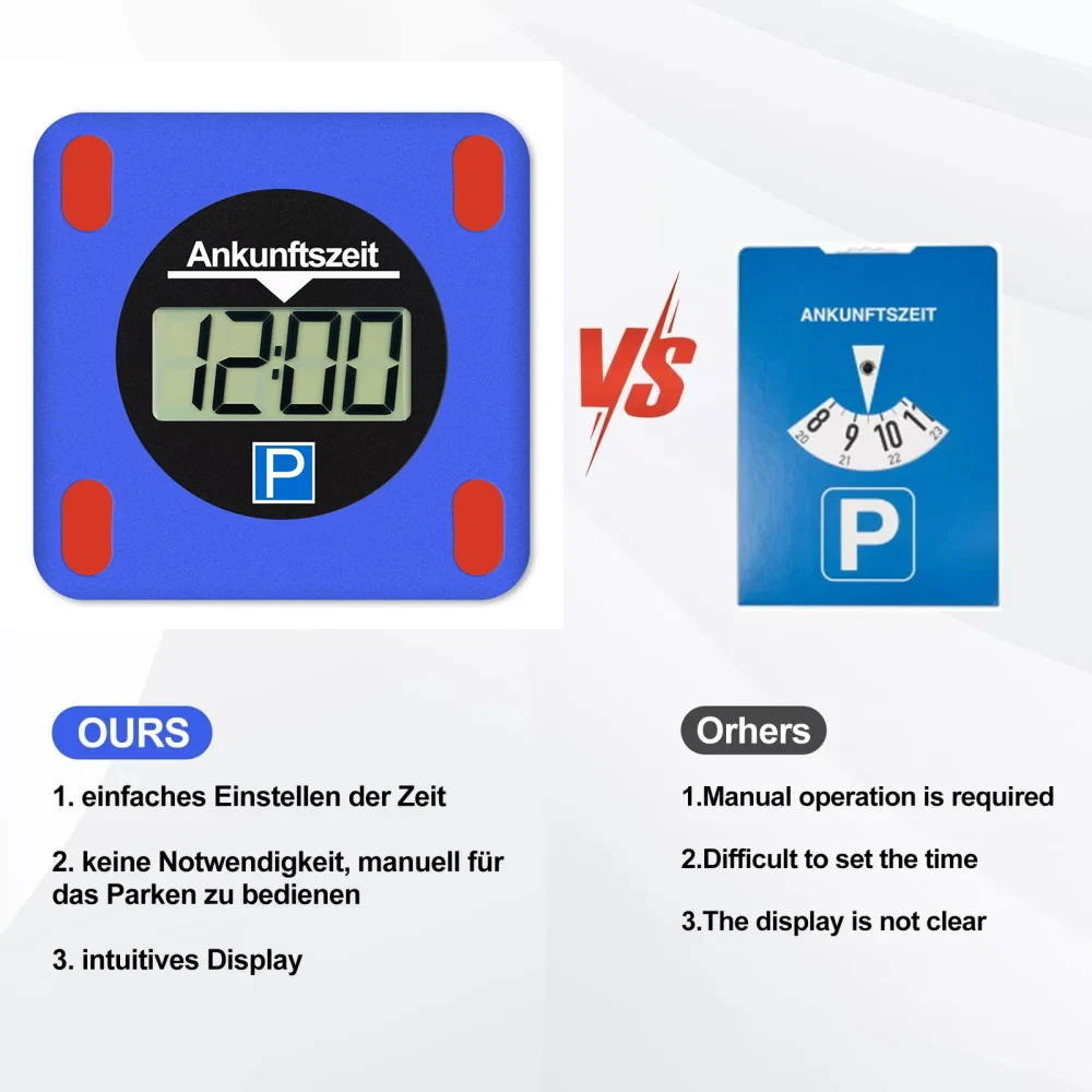 قرص وقوف السيارات الإلكتروني LCD مع شاشة عرض رقمية قرص وقوف السيارات الأوتوماتيكي عرض كهربائي مقياس ركن السيارة #4