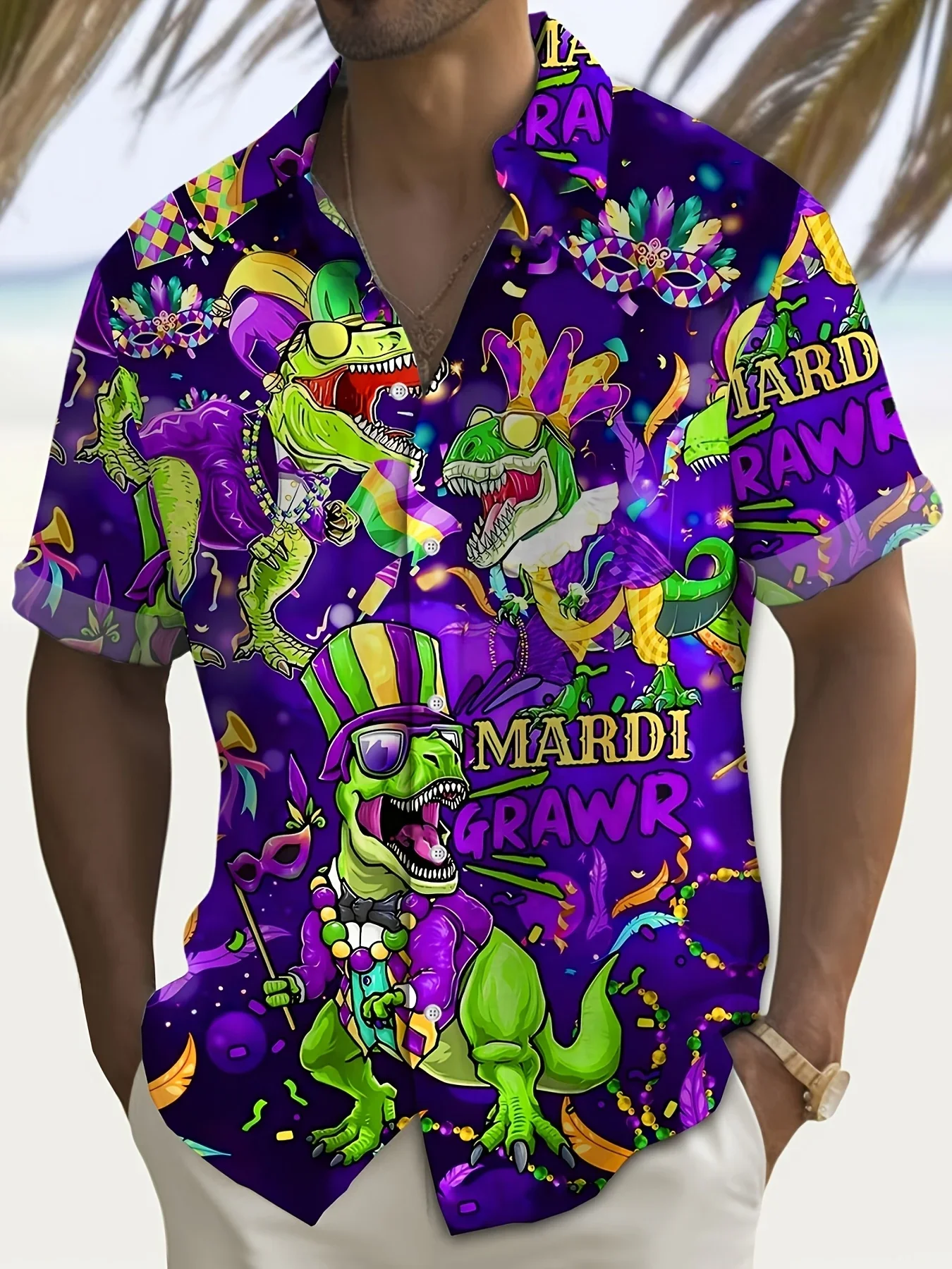 Herren Sommer Strand Hawaiihemd Klassisches Grafik-Print T-Shirt Entspannte Passform Reverskragen Atmungsaktives Weiches Modisches Hemd