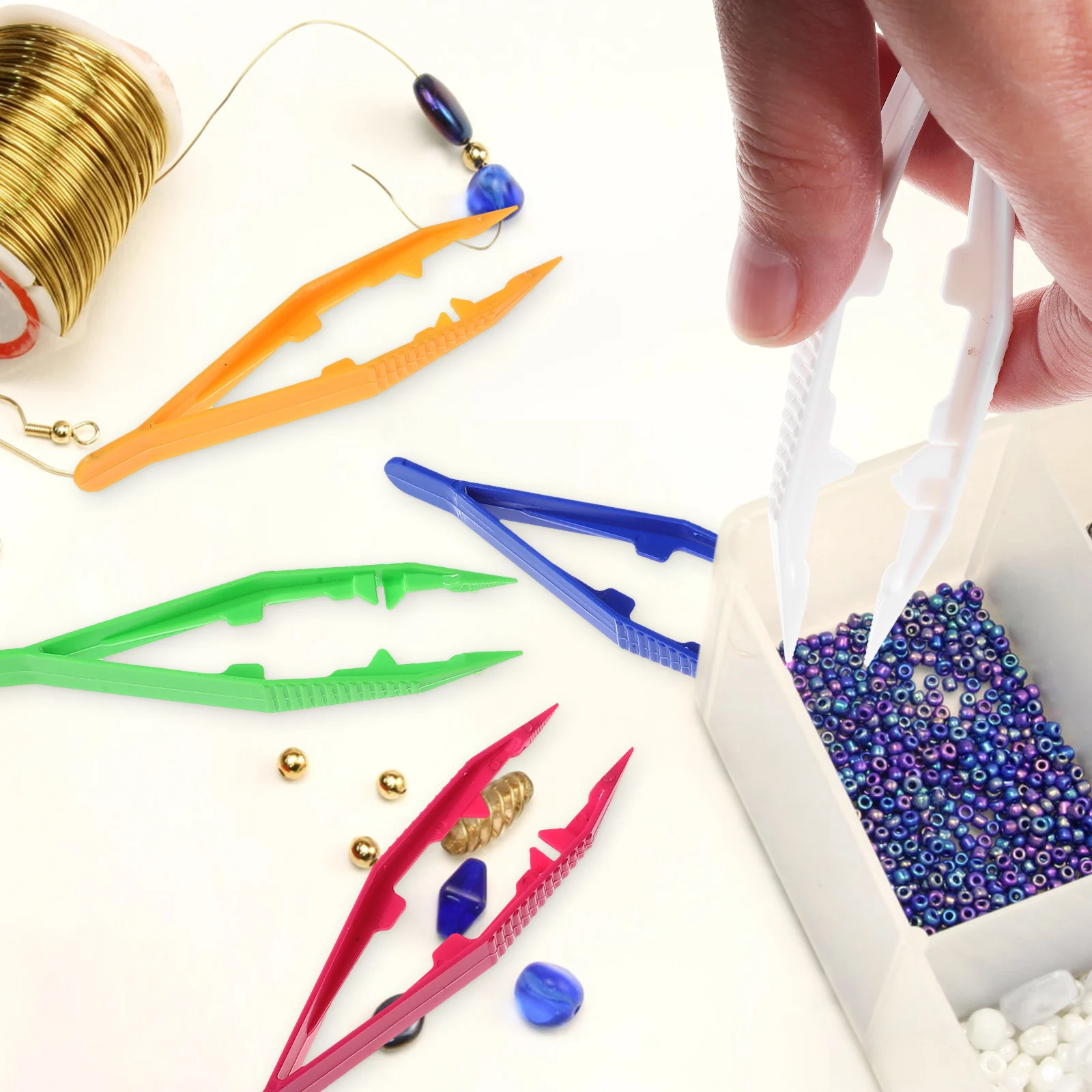 Pincettes à faire soi-même, 20 pièces, perles en plastique, outil artisanal pour la fabrication de bijoux, motricité Fine, pratique, jeu, pince à épiler Portable