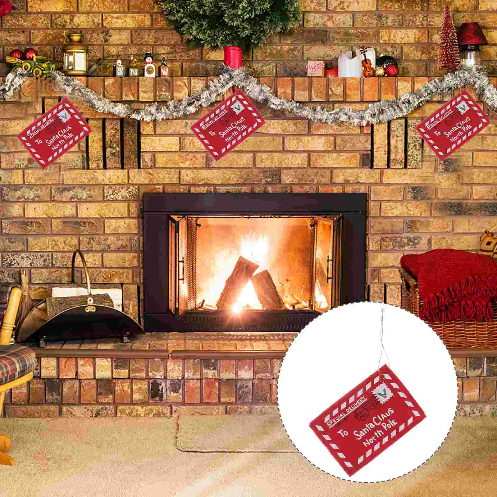 WINOMO 10pcs Letter to Santa Claus Felt Envelope Embroidery Christmas Ornament Santa Claus envelope