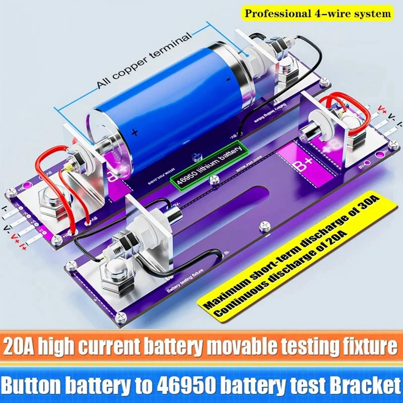 WCS-20A 4 Wバッテリーテストスタンド,18650内部抵抗容量テスター,電流電圧計,検出ボックス,固定具,新品
