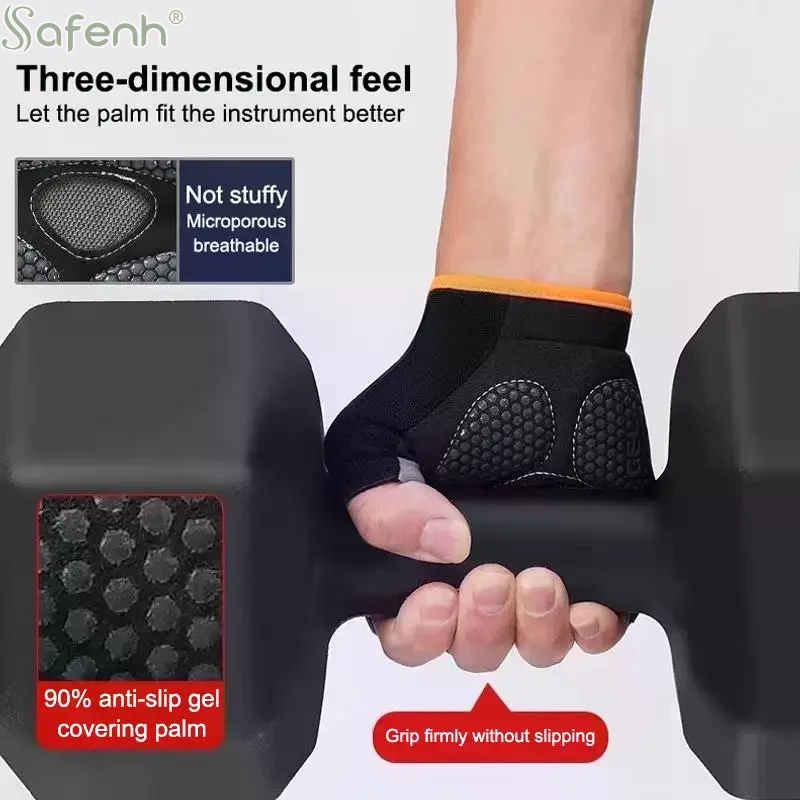 Anti Slip Half Finger Gym Gloves Fitness Breathable for Men Women Training Weight Lifting Workout Sports Durable Use