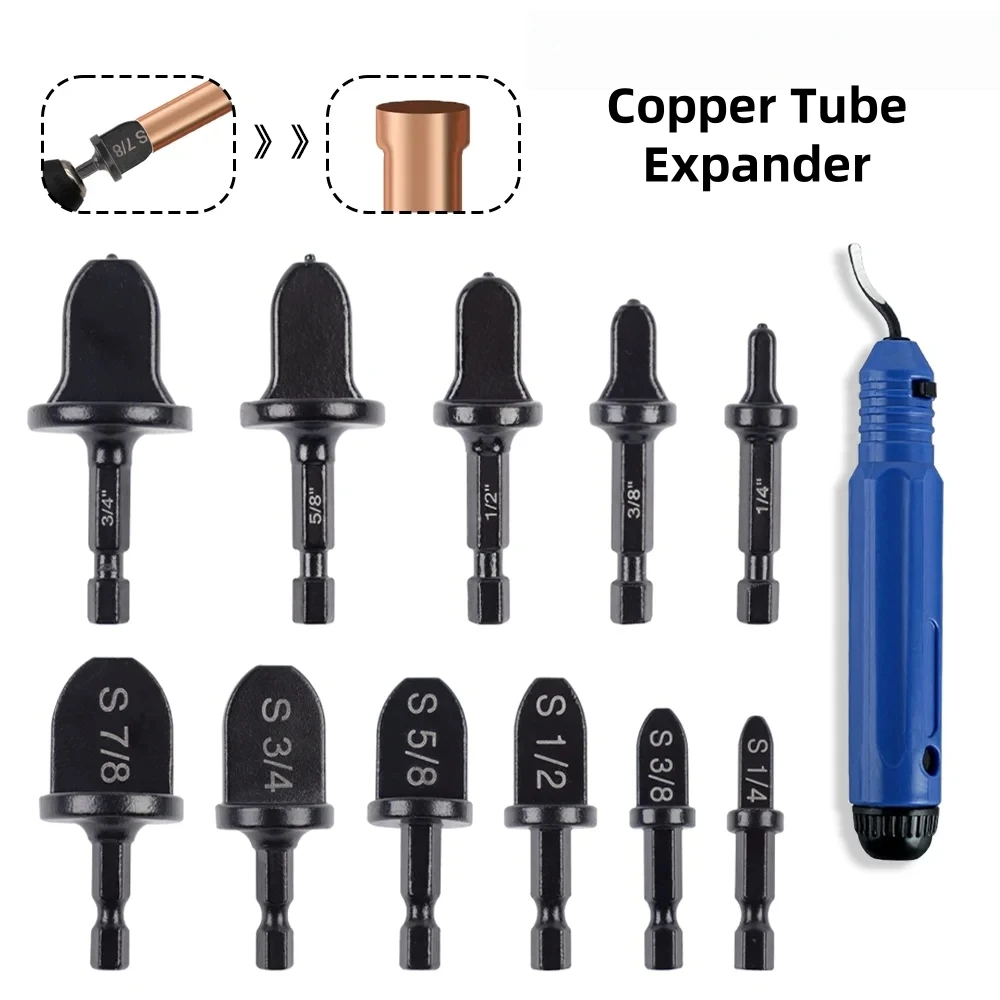 11 Pieces Of Copper Tube Expanders Multi-Specification Reaming Tools Air Conditioning Tube Repair Tools Reaming Drill Bits