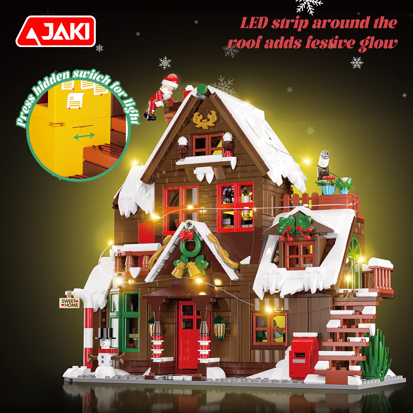 JAKI Christmas gift gingerbread house model assembly home decoration building blocks set for boys and girls holiday gifts