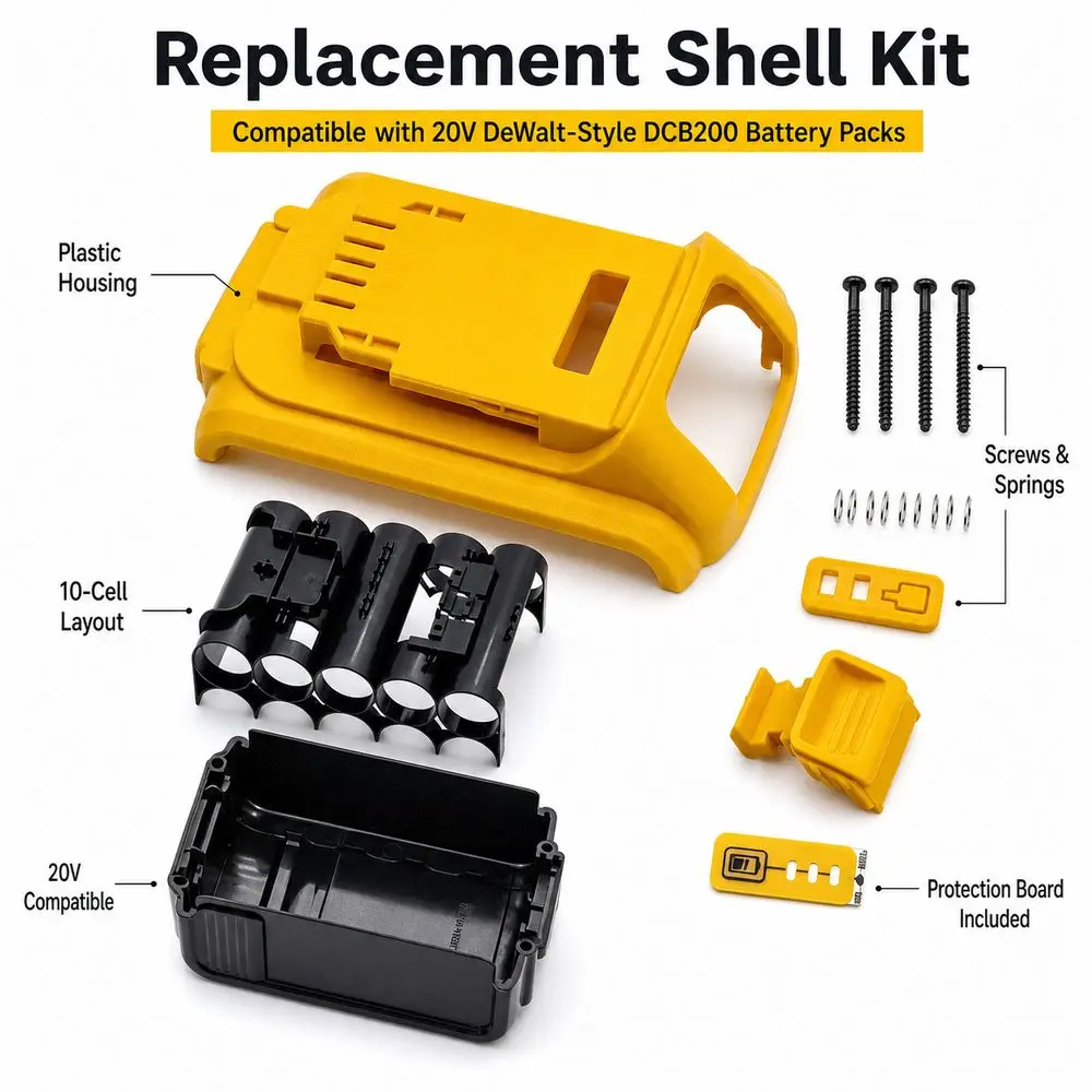 Kunststoff-Lithium-Batterie-Gehäuse Schutzplatine Ersatzgehäuse Batterie-Reparaturgehäuse für DeWalt/20V/DCB201/DCB203 DCB204 DCB200 – Detail 9