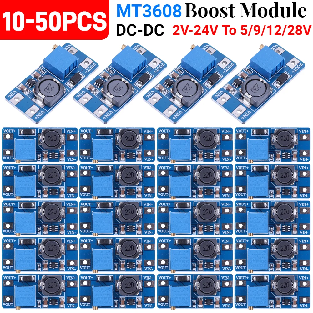 50PCS Booster Power Supply Module DC-DC Step Up Power Apply Module Voltage Regulator Adjustable 2A Max 2V-24V To 5V 9V 12V 28V