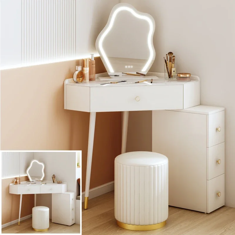 Nordic Corner White Dresser Mirror Set Girl Modern Vanity Toaletka do przechowywania kosmetyków Penteadeira Para Quarto Meble pokojowe