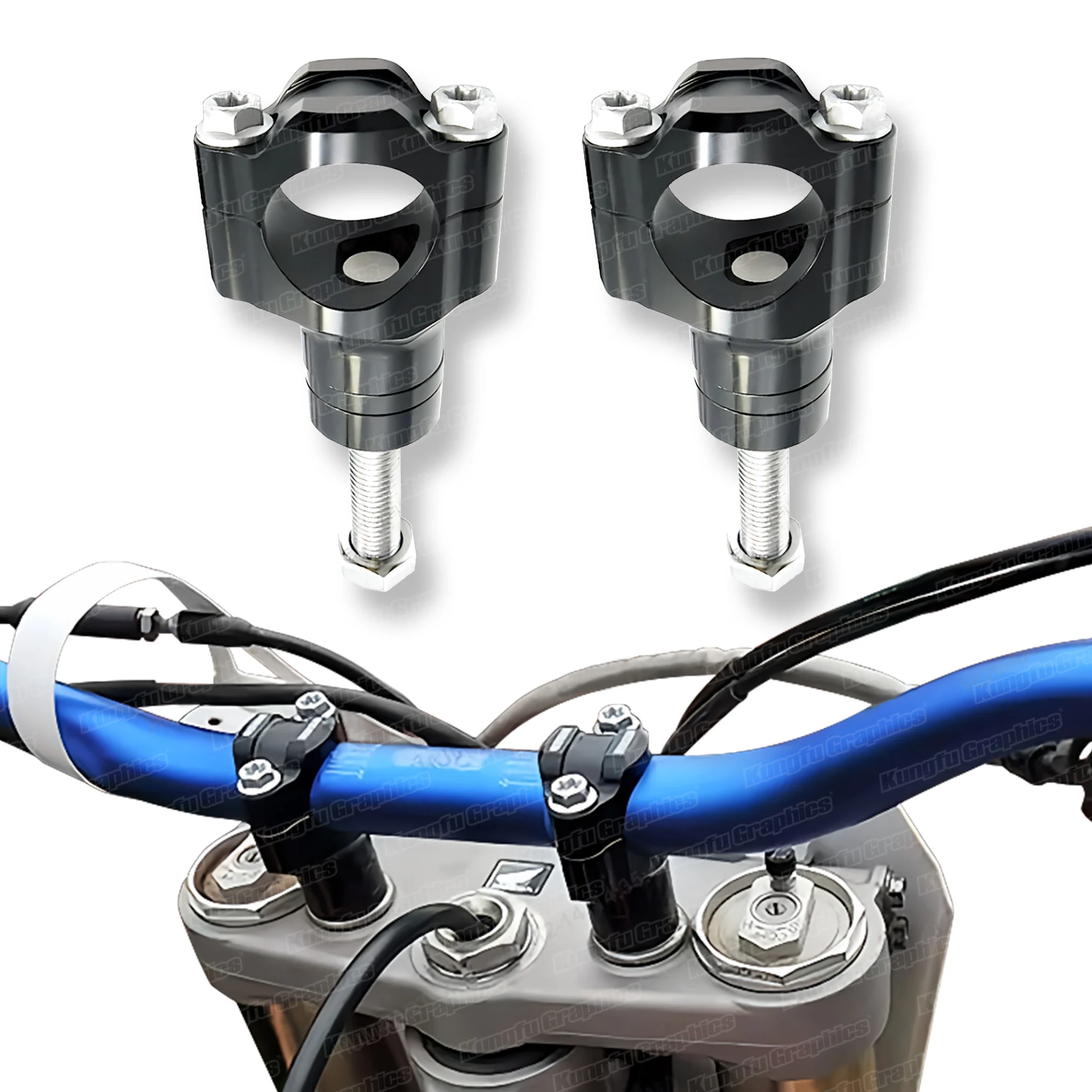 JY Racing 28mm Handlebar Risers Clamps Kit for Dirt Bike Motocross Motorcyle Universal 1 Pair, Black, Thread Diameter 10mm 12mm