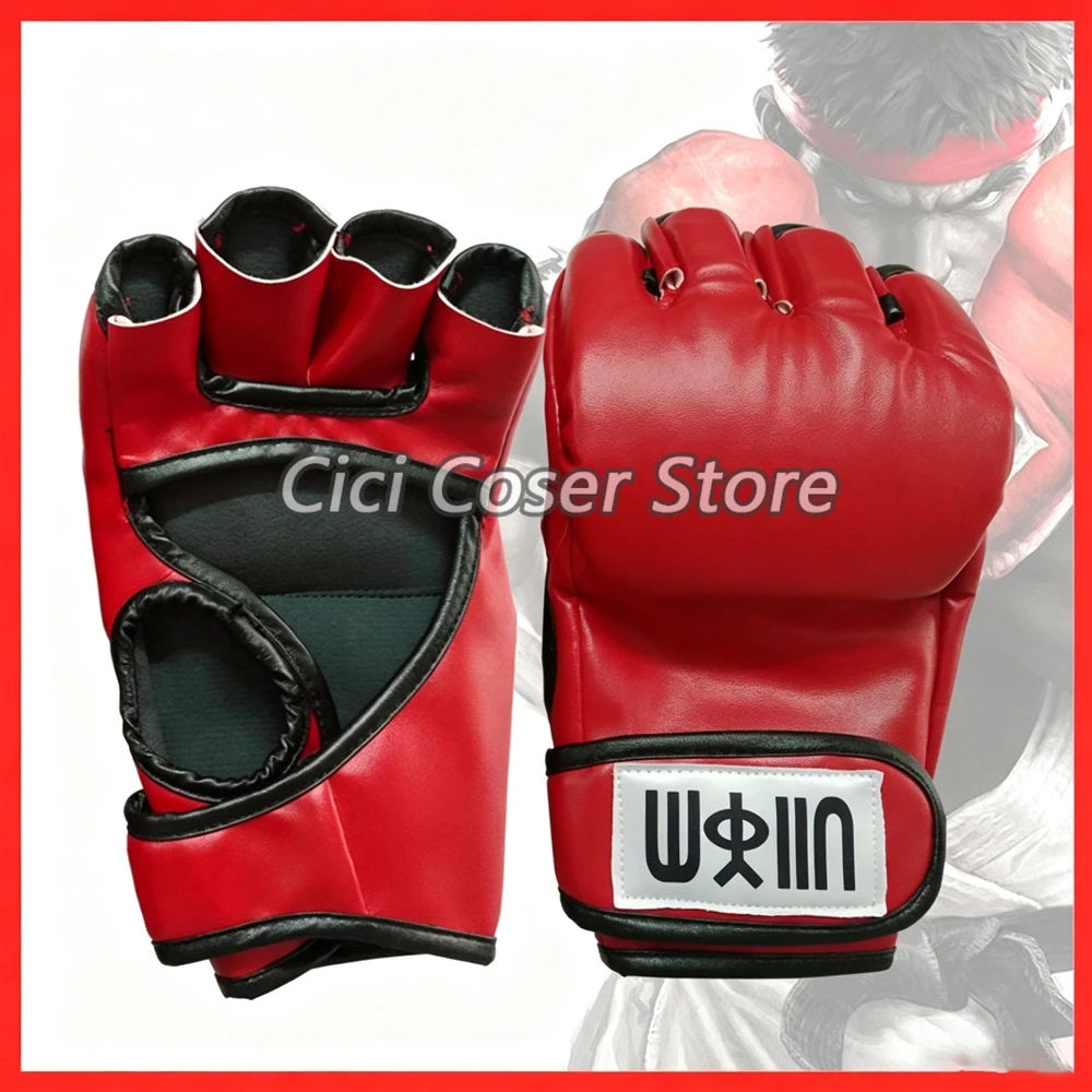 2026 Movie SF Fighter Ryu Cosplay Boxing Gloves Red Boxer Trainning Gloves For Men Halloween Party Carnival Role Play Props