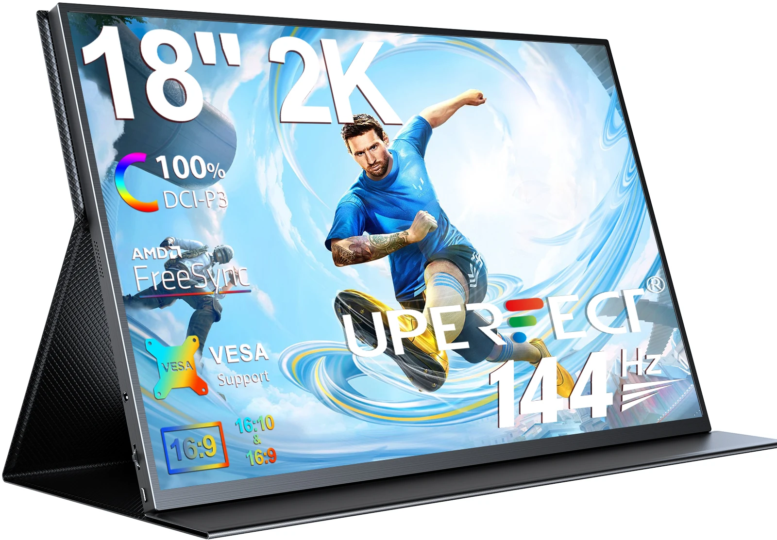 

UPERFECT 18 Inch 144HZ 2K Portable Monitor Gaming Second Screen Display For Laptop Mac Xbox PS4/5 Switch Type-C HDMI-Compatible