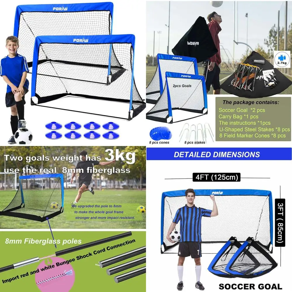 

Portable Soccer Goal Net for Kids and Adults with 210D Fabric and Extra Stakes, Ideal for Birthday Gifts, Outdoor Play, and Socc