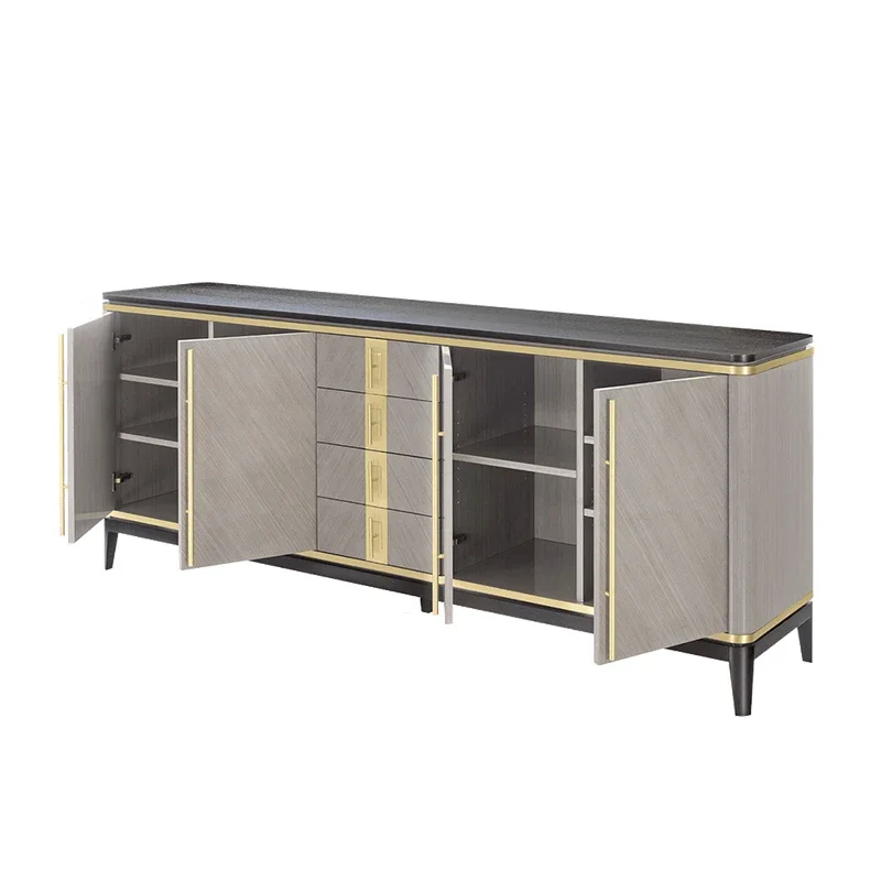 Postmodern neoclassical lacquer rhomboid carving Fendi large floor restaurant side cabinet