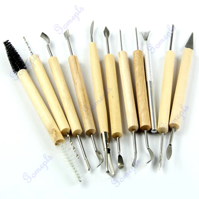 

11pcs Wood Wax Handle Pottery Carving Sculpture Clay Modeling Tool DIY Craft Set Dropship