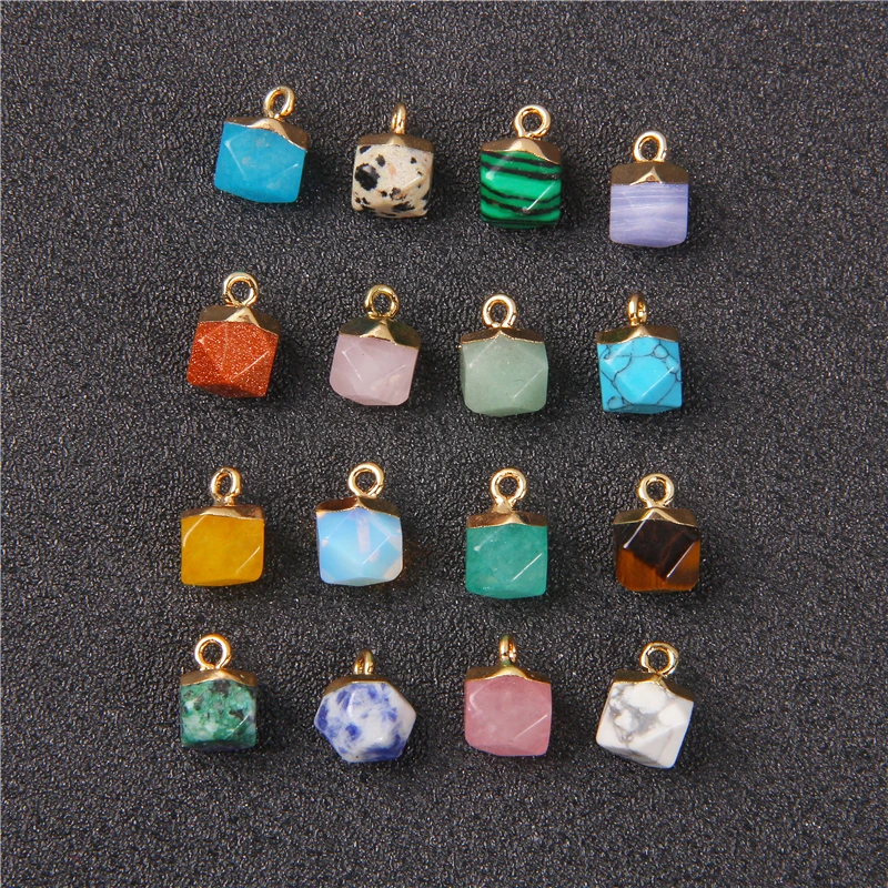 5 Stück Naturstein Quarz Kristall Anhänger Mode 11x9mm grün Malachit Opal Jade Perlen Charms für Schmuck herstellung DIY Halskette