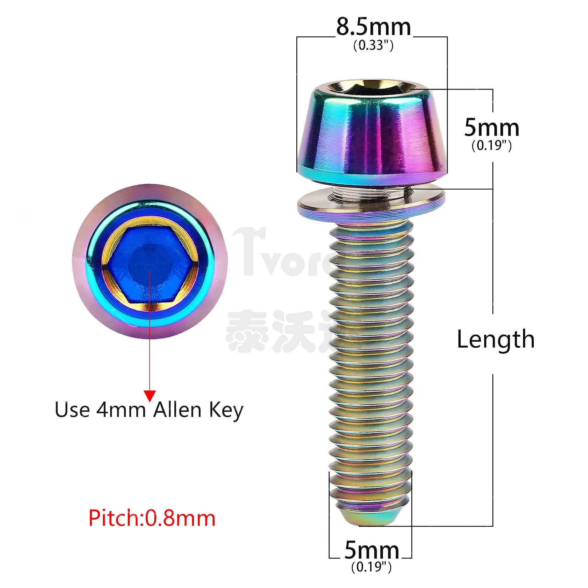 Titanium Bolt M5/M6x16 18 20 25mm with Washers Hex Head Screw for Bicycle Disc Brake Stem Clamp
