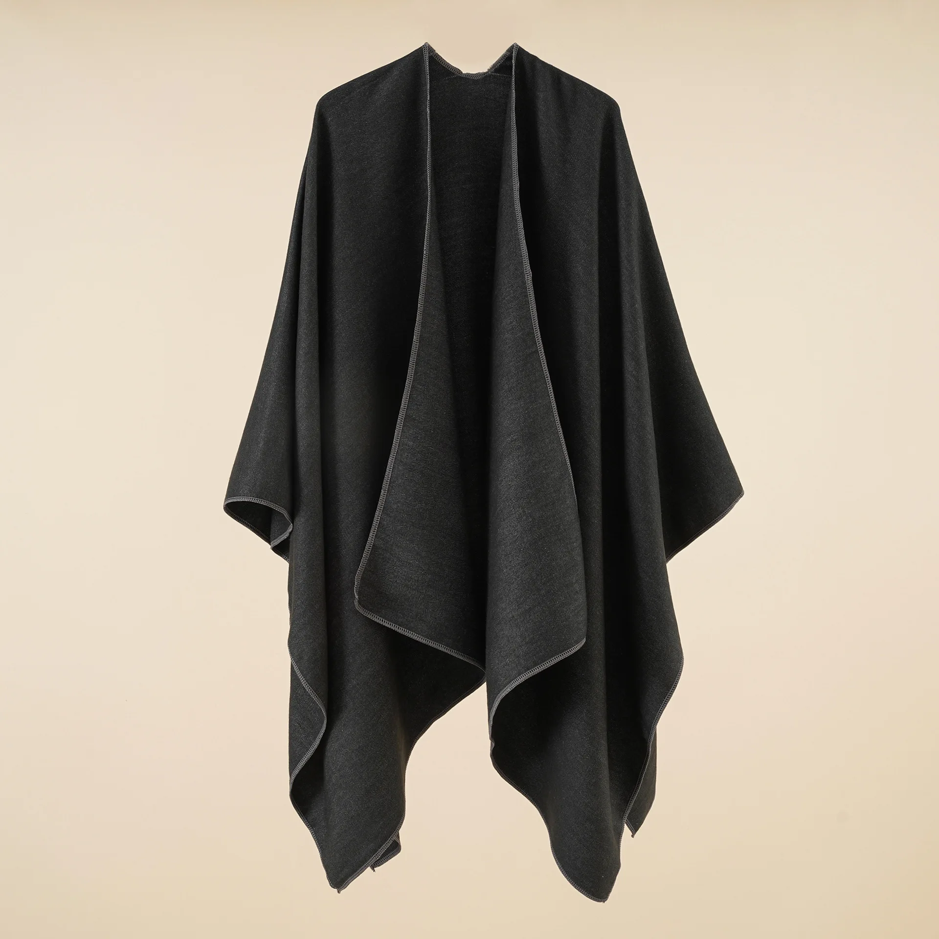 Women Cashmere Feel Shawl Lady Double-sided Winter Cape Spring Autumn Retro Cardigan Classic Simple Cloak Soft Large Blanket