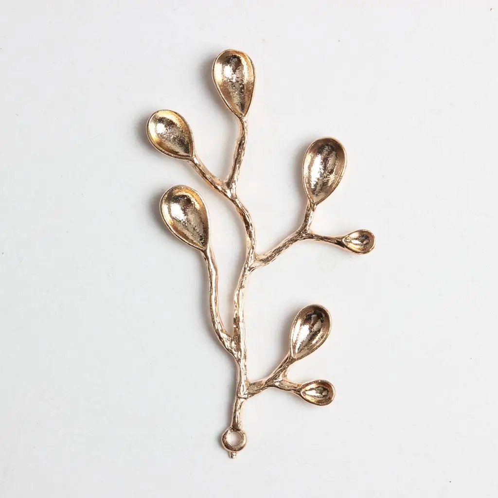 10x Branch Charms Pendants for Jewelry Making Hanging Decoration 5x3cm Gold image 6