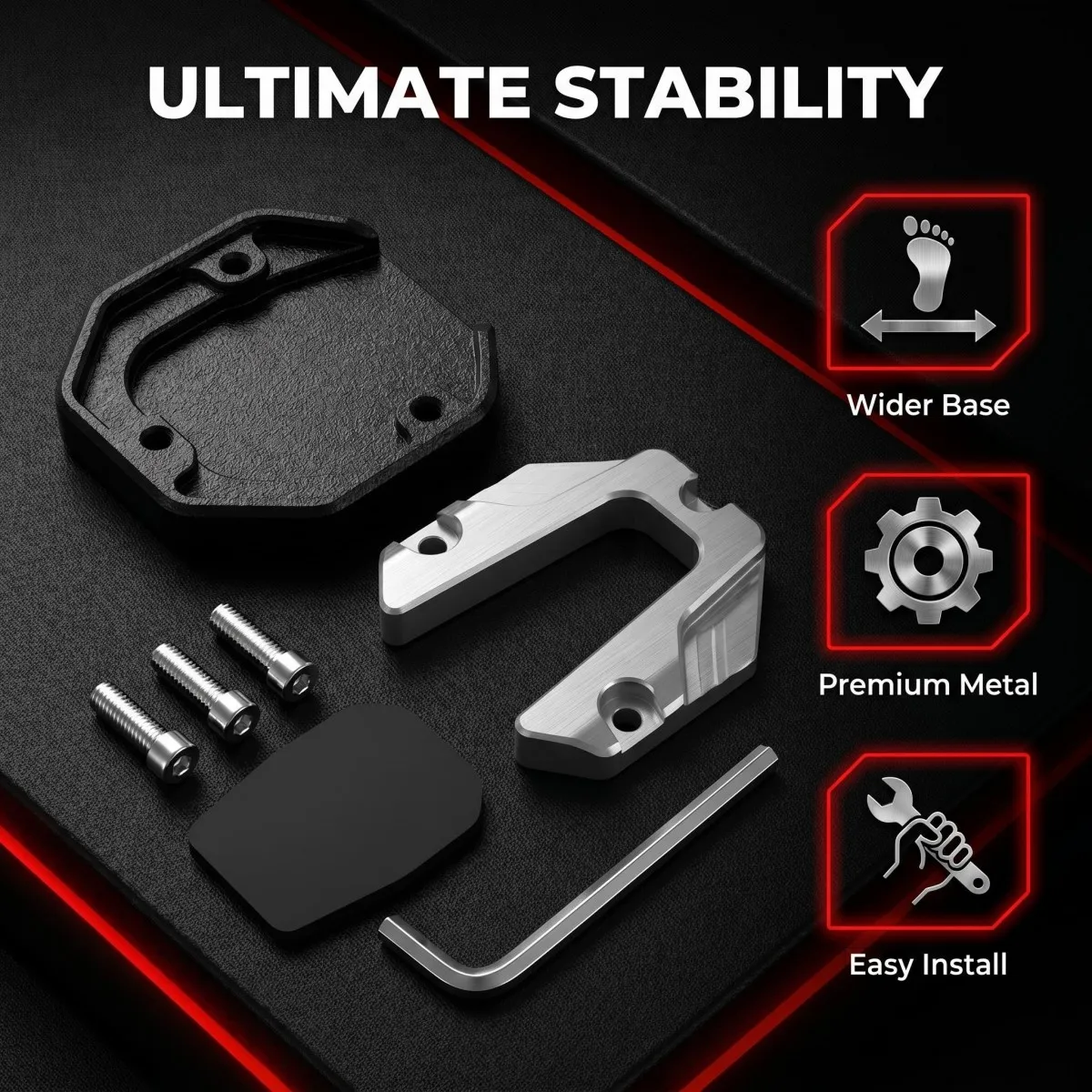 Motorcycle Kickstand Pad Universal Side Stand Foot Extension Cover Scooter Bike Motorbike Support Replacement Accessories Part