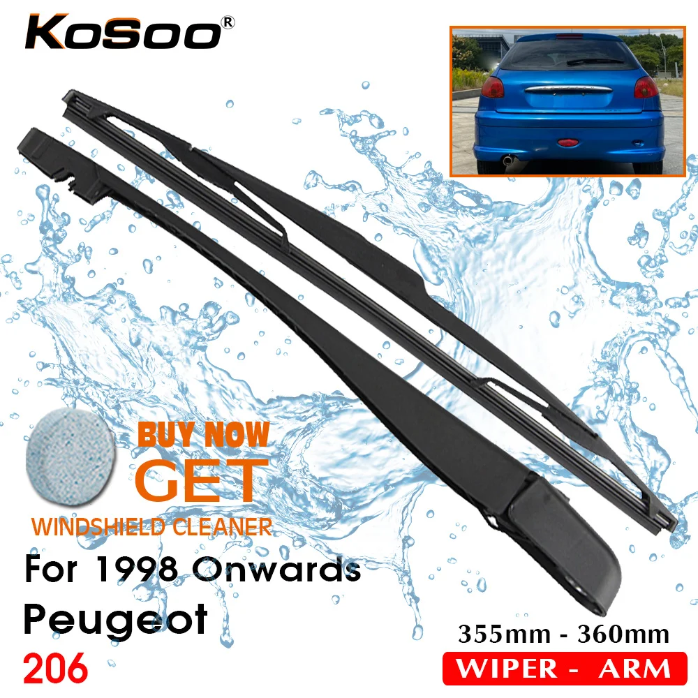 KOSOO Auto Rear Blade For Peugeot 206,355mm 1998 Onwards Rear Window Windshield Wiper Blades Arm,Car Styling Accessories