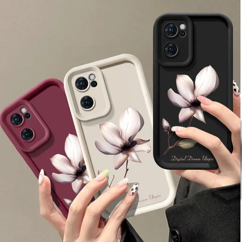 Pretty Flower Fashine Phone Case For OPPO FIND X5 RENO 6 7 7Z 8 8T 10 11 12 12F PRO PLUS 5G Shockproof Soft Cover Coque Shell