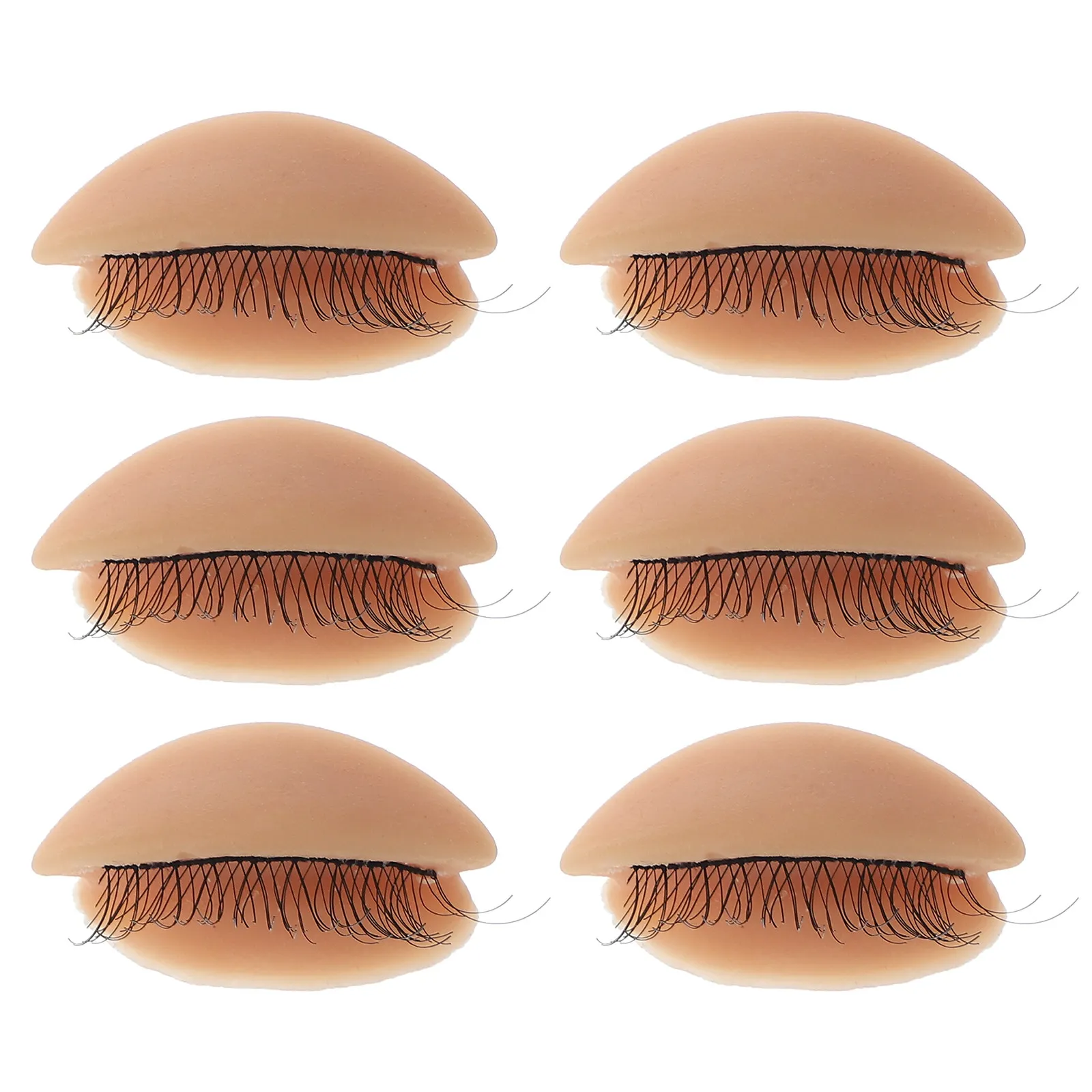 3Pairs Eyelash Practice Heads Silicone Replacement Eyelids Lash Extension Supplies Makeup Practice Kit Training Tool Reusable