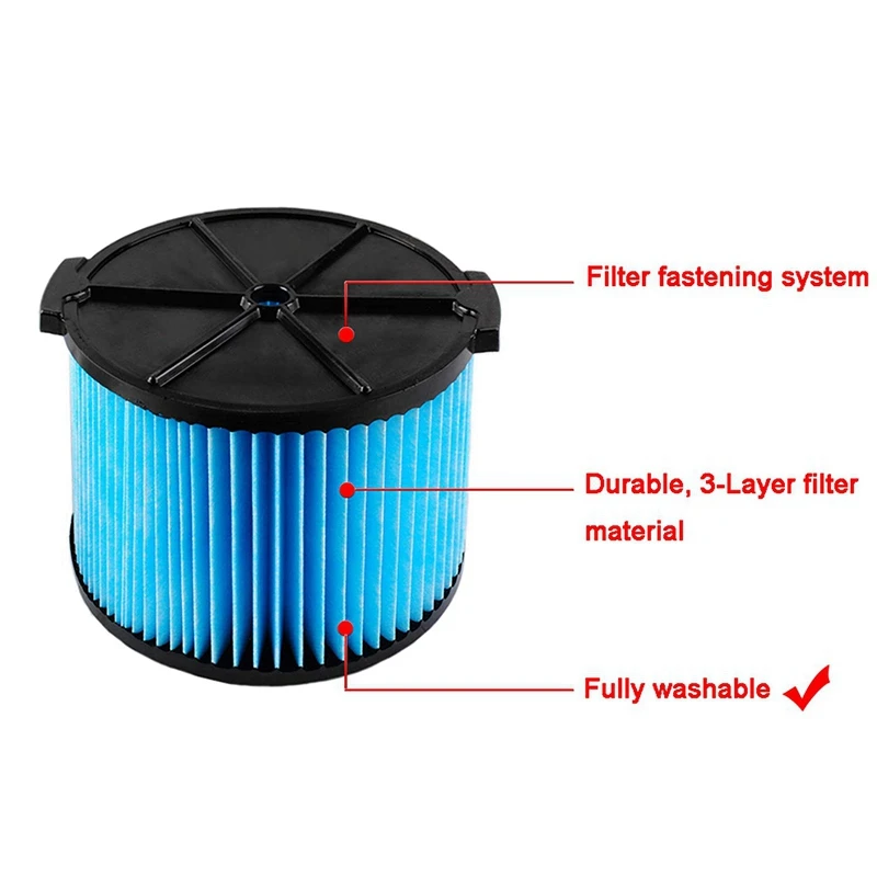 Filtre de rechange pour aspirateur portable Vf3500, 3 couches, support sec, 3-4.5 gallons, compatible avec Wd4050, Wd4070, Wd4522 Pound, 2 paquets