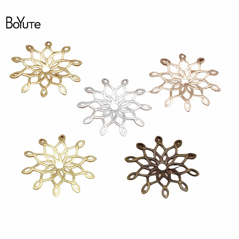 

BoYuTe (50 Pieces/Lot) 23MM Metal Brass Filigree Flower Connector Charms Diy Hand Made Jewelry Accessories