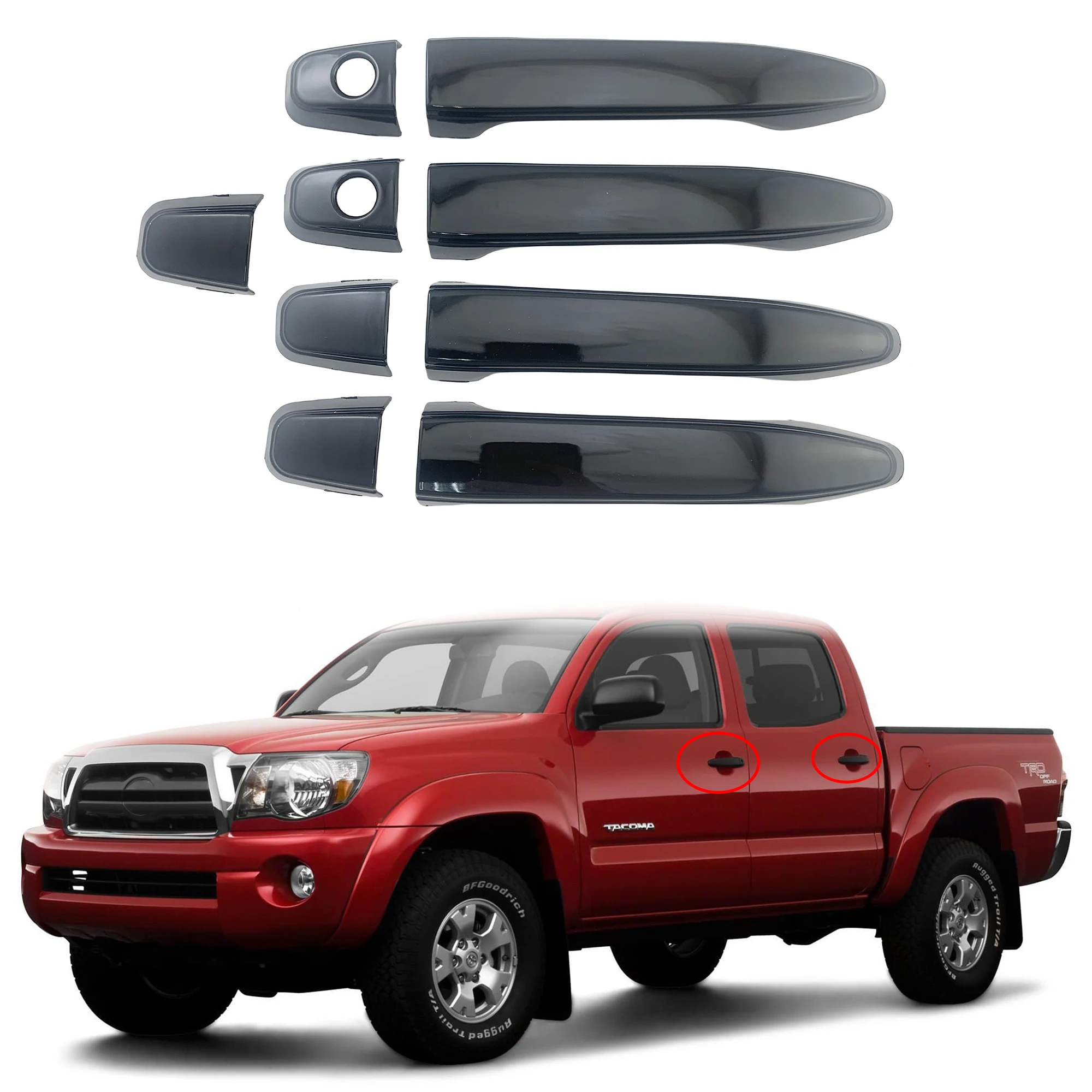 

Car Accessories Black Door Handle Bowl Covers Trim Paste Style For Toyota Tacoma 2005 2006 2007 2008 2009 2010 2014 2015