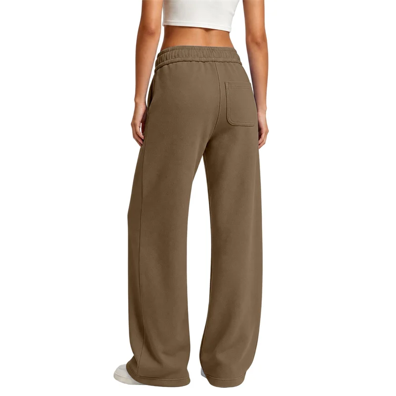 NEUE einfarbige Damen-Sweatpants, lässig und bequem, Damen-Hose mit Kordelzug, gerade geschnitten, lockere, lässige Hose mit Kordelzug, weites Bein – Detail 16