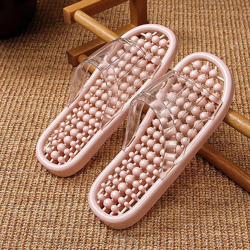 

Crystal Massage Slippers Women's Summer Home Non-slip Hollow Bathroom Shoes PVC Wear-resistant Cute Clogs Slippers Klapki